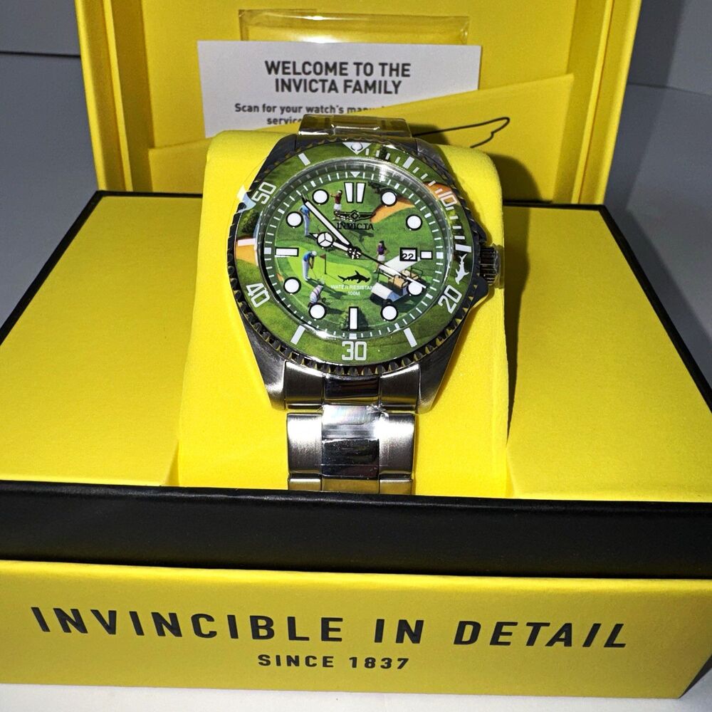 Golf Edition Mens Invicta Pro Quartz Watch W/Date 100m Golf Course, Sand Trap